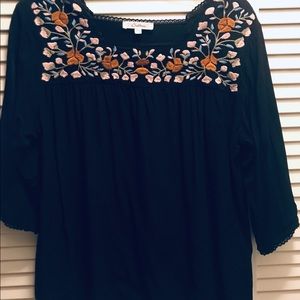 Black Cotton Blouse w/detail